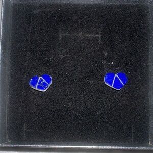Blue Zuni Heart Post Earrings .25”